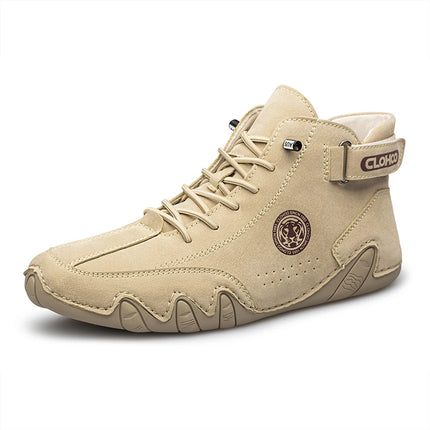 CLOHOO Hand-Sewn Octopus Design Men's Short Boots High-Top Leather Riding Boots Stylish Men's Footwear