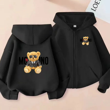Children's New Zipper Style Long Sleeve Hoodie Cute Bears Pretty girl Charming Coat Girls Boy 3-12Yrs Leisure Sweatshirt Clothes