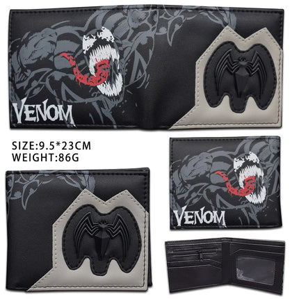 Superhero Series Venom Metal Float Wallet Villain Black Spider Student Universal Coin Purse Portable Wallet