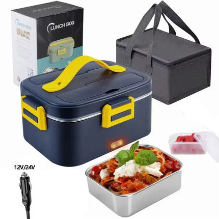 1.8L Food Heater 3 in1 Portable Leakproof Heated Lunch Box 75W  Electric Lunch Box for Car Office with Insulated Carry Bag