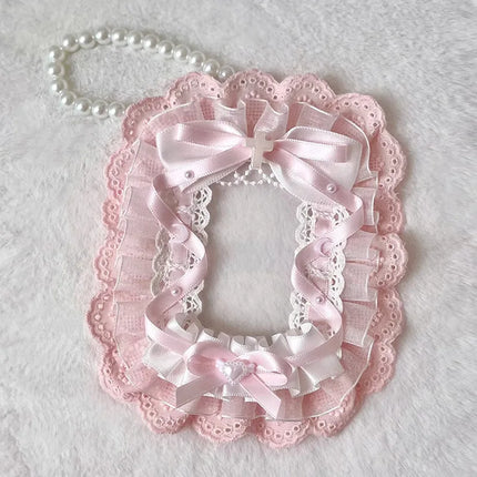 Colorful Lace Photocard Holder Keychain Cute Ribbon Card Case Badge Protector For Bags Keys Anime Events Aesthetic Girls Gift