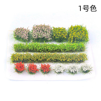 Mixed Flower Grass Cluster Model Kits Miniature Plants Materials for Making Building Sand Table Layout Diorama Accessories