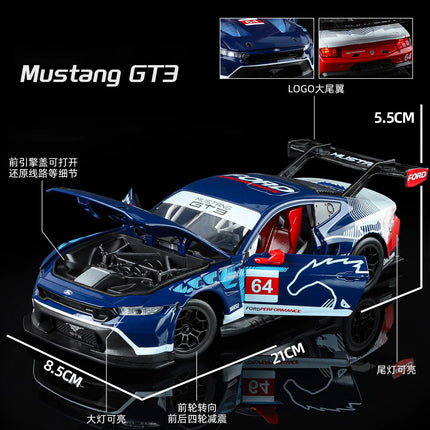 NEW 1:24 Ford Mustang GT3 Supercar Alloy Car Model Sound and Light Car Model Collectibles Birthday Gift