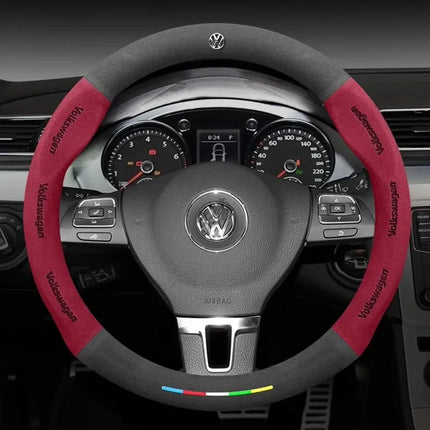 For Volkswagen Passat Golf 5 GTI Beetle Tiguan Touareg Polo T-ROC T-Cross Magotan Jetta Car Suede Anti-Slip Steering Wheel Cover