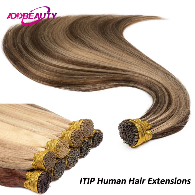 Straight I-Tip Human Hair Extension 100% Real Human Hair Extensions 0.8g/pc 1g/pc 50 Strands Keratin Capsule Human Fusion Hair