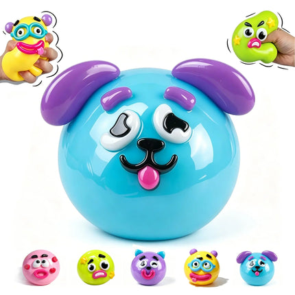 Popular New Creative Dog Facechanging Kneading Soothingball Soft Rubber Breathable Toy Children's and Adult Stressrelieving Tool