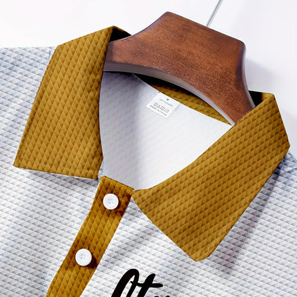 2026 Summer New Style Men's Short-Sleeved Polo Shirt - Street Casual Fashion Comfortable Breathable 3D Letter Pattern Print