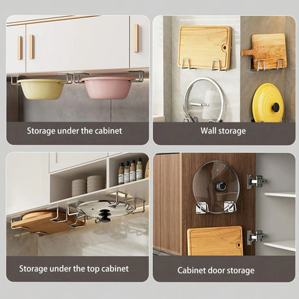4Pcs Kitchen Storage Rack, Punching-free Wall Under Cabinet Cutting Board , Multi-functional , Accessories