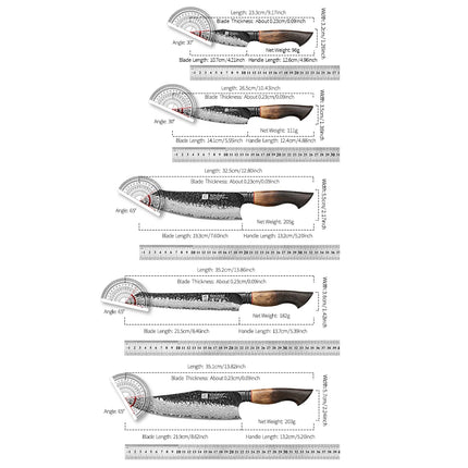 XINZUO 1-5PCS Damascus Steel Kitchen Knife 10Cr15CoMov Steel Core Chopping Vegetables And Fruits Household Kitchen Knife