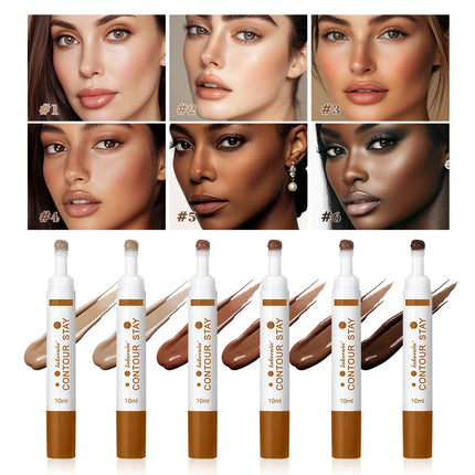 6 Colors Liquid Contour Long Wear Bronzer Cream Contour Makeup Long Lasting Nourishing Hydrating Face Contour 6 Colors