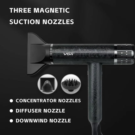 VGR 110000 RPM Professional Hair Dryer Brushless Negative Ions Blow Dryer Super Powerful Wind Lownoise Salon 1900 W Blower 640HD