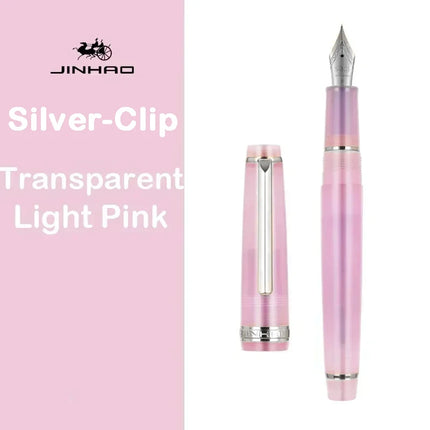 JINHAO 82 Fountain Pen Gold Trim Acrylic Barrel Silver Clip for Writing Calligraphy Signature School Office Supplies Stationery