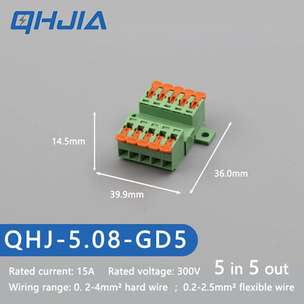 5.08 Threaded Terminal - Welding Free Docking  Handle Spring Plug Quick Connect Suitable for LED Terminal Blocks