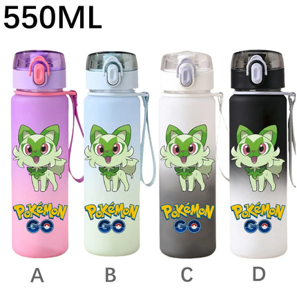 550ML Pokemon Sports Water Bottle Pikachu Mewtwo Gengar Eevee Portable Cartoon Drinking Cup Outdoor Hiking Gym Fitness Jugs