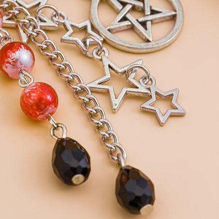 Cute Anti Loss Keychain Y2K Fashion Creamy Style Sweet Bag Small Pendant Fresh Butterfly Bow Pink Star Beaded Buckle Decoration