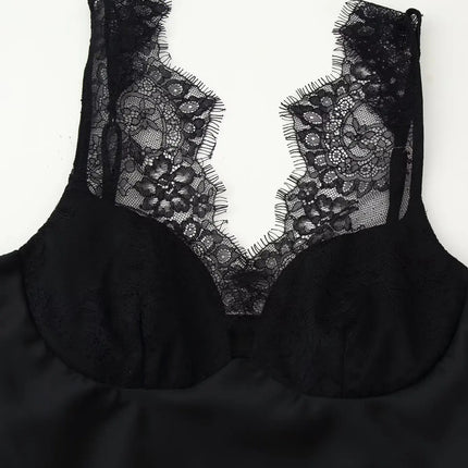 Women's Elegant Camisoles Sexy Splice Lace Sleeveless Sling Top Fashion Slimming Vintage Tank Top 2026 New Lady Street Wear