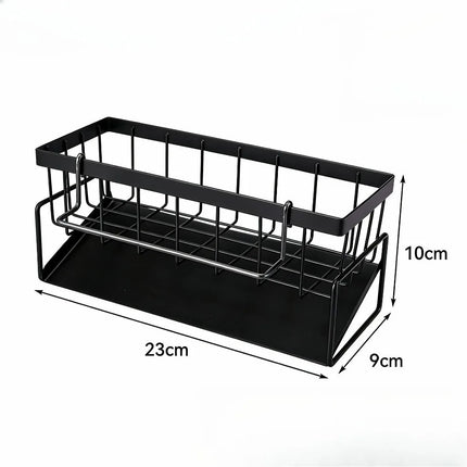 Metal Kitchen Sink Organizer Heavy Duty Caddy Countertop Sponge Holder with Drain Tray for Dish Soap and Scrubber Storage