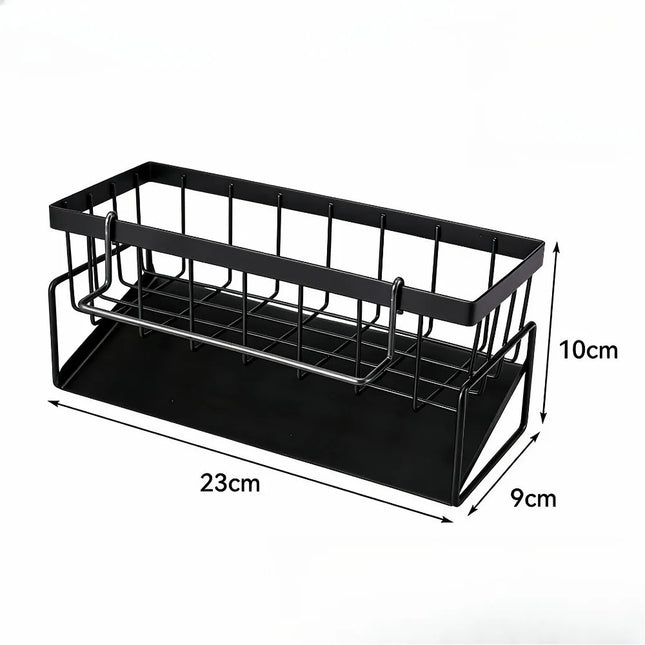 Metal Kitchen Sink Organizer Heavy Duty Caddy Countertop Sponge Holder with Drain Tray for Dish Soap and Scrubber Storage