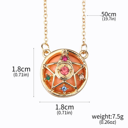 Anime Cartoon Moon Tsukino Usagi Enamel Keychain Necklace for Women Girl Magic Brooch Aino Minako Pin Cosplay Jewelry Gift