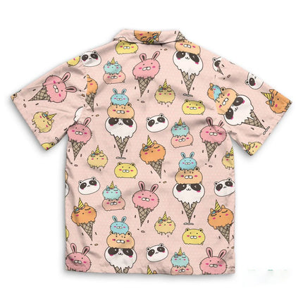 2024 Hawaiian Shirt For Men Summer Ice Cream T-Shirt Beach Prints Short Sleeved Shirt Tops Casual Original Design Men's Clothing