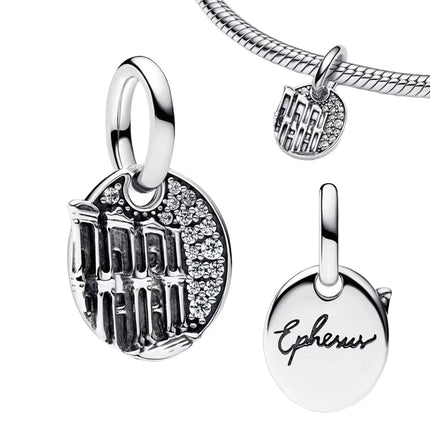 Coin Pendant Charms 925 Silver Vintage Round Seal Metal Golden Skull Compass Medal Beads Bracelets Necklaces Parts Fine Jewelry