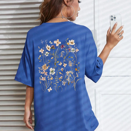 Beautiful flower clusters Print Cotton Women T-Shirts Casual Breathable Soft Short Sleeve Tops Loose Comfortable Street Clothes