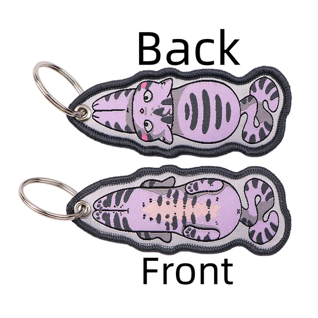 1PCS Cute Cartoon Embroidered Keychains Funny Animal Pattern Key Tags For Motorcycles Cars Backpack Fashion Key Ring