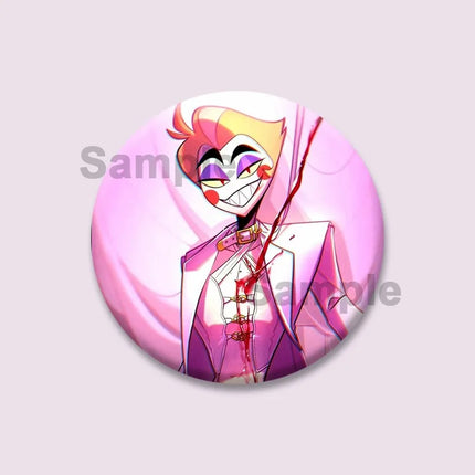 Lucifer Alastor Duckies Soft Button Pins DIY Round Snap-in Brooches Backpack Shirt Accessories  Customize Cartoon Cosplay Badge
