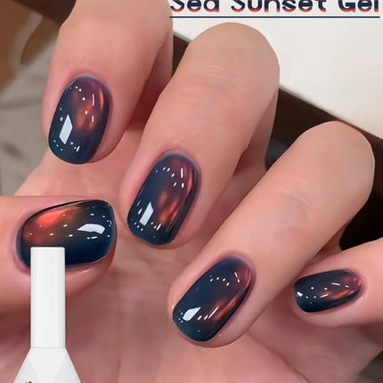 WS 10ML Sunlight Cat Eye Gel Nail Polish Autumn Winter Whitening Wine Red Color Light Sunset Glow Cat Eye Glass Beads Nail Atr