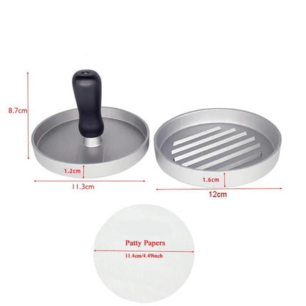 Circular Burger Mold Burger Press Non-stick Meat Pie Machine Home Food Mold Kit Small Tool with 100 Meat Pie Paper