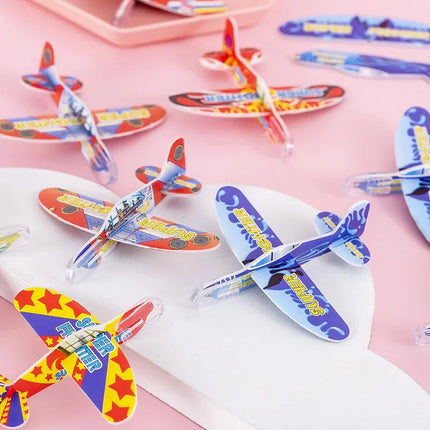 10Pcs Mini DIY Hand Throw Flying Glider Planes Foam Airplane Game Toys for Kids Birthday Party Favors Baby Shower Fillers Gift