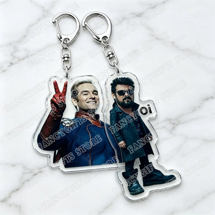 Popular TV Show Keychains Homelander Billy Butcher Starlight Vought Key Chain Ring for Bag Superhero Keyring Jewelry Fans Gifts