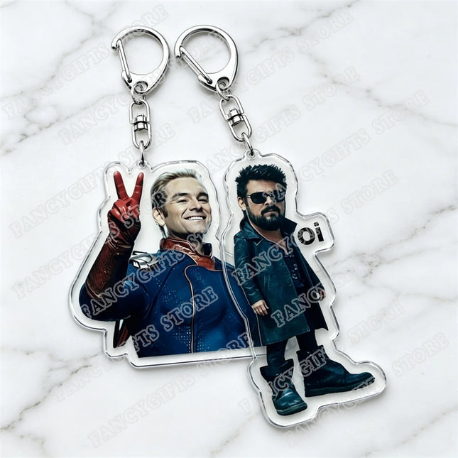 Popular TV Show Keychains Homelander Billy Butcher Starlight Vought Key Chain Ring for Bag Superhero Keyring Jewelry Fans Gifts