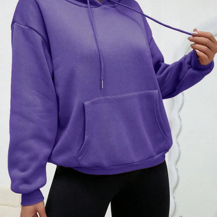 Solid Color Casual Hoodie For Female Pocket Creative Hoody All-Match Street Clothes Womens Fleece Unisex Pullovers