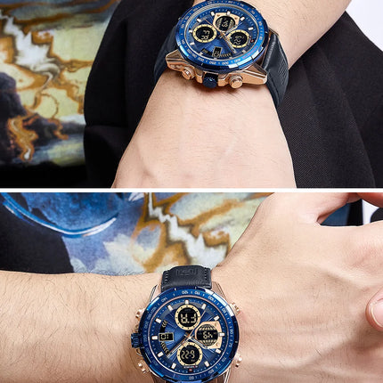 New NAVIFORCE Watches for Men Leather Mens Military Sport Waterproof Watch Quartz WristWatch Chronograph Male Clock