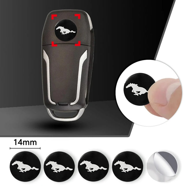 5/10pcs 21mm Car Remote Control Key Badge Stickers Decoration For Ford Mustang GT 2024 2025 LHD RHD Auto Interior Accessories