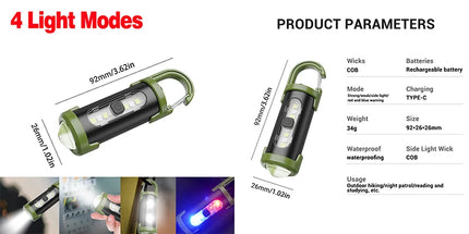 Mini Keychain Light Multi-Functional Portable Outdoor Hook Pocket Floodlight Flashlight - Durable LED Lighting Tool