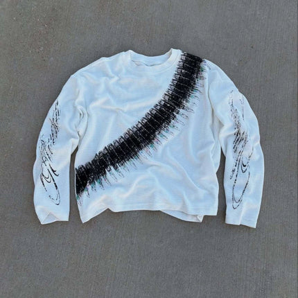 2025 New Y2K Bullet Letter Printed American Retro Long Sleeve T-shirt Street Style Casual Loose Men's and Women's Top