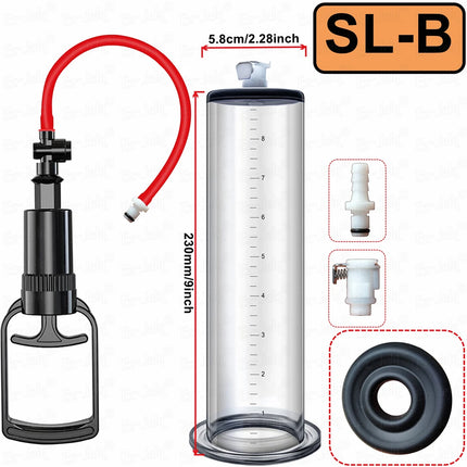 Acrylic Penis Pump Male Manual Penis Extension Enlargement Exerciser Prostate Masturbator Massager Adult Erotic Products For Man