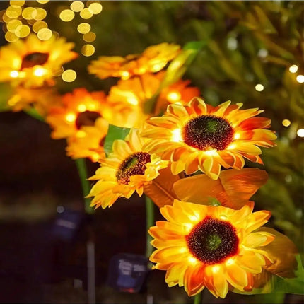 1PC Solar Powered Sunflower Light Outdoor Waterproof LED Ground Insert Lawn Lamp For Garden Lawn Courtyard Decoration
