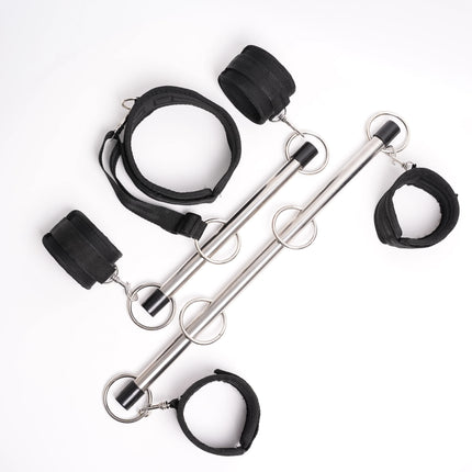 Metal Open Leg Bar Handcuffs Ankle Wrist Cuffs Restraint Shackles Bondage Set Roleplay Adult Game Sex Toys for Men Women Couples