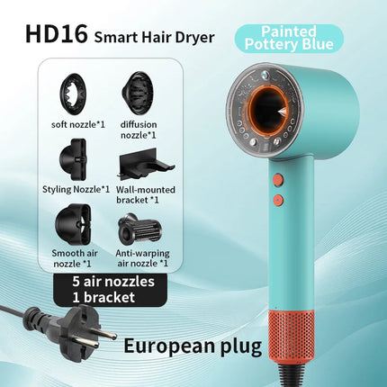 Hair Dryer with Negative Ions for Hair Care, Quiet, Fast Drying, Temperature Control, High-Speed, Huaqiangbei Strong Wind Hd16 Hair Dryer