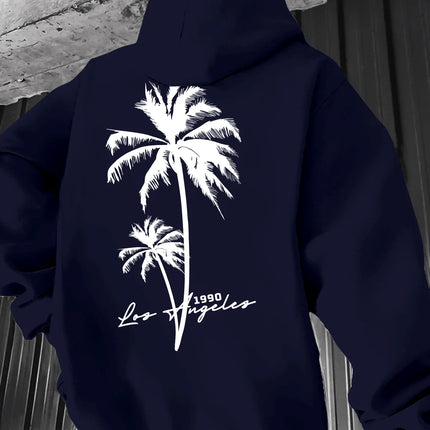 Coconut Tree Pattern Men's Fashion Printed Hooded Sweatshirt，Front and back printed hoodie, a fashionable and unique item