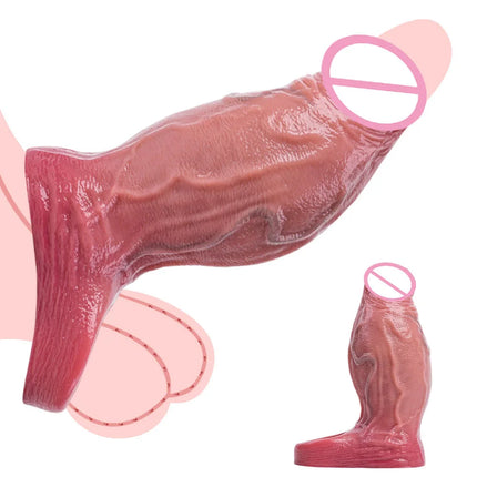 Silicone Large Dildo Reusable Penis Sleeve Open-ended Design with Dick Enlarger Silicone Male Masturbator Sex Toys for Men 18+