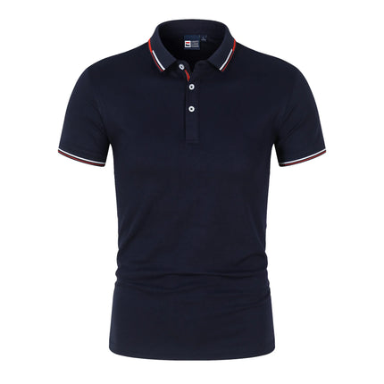 Summer Polo T Shirt Men's Solid Color Polo Shirt Short Sleeved T-shirt European and American Loose Stand Up Collar Casual Top