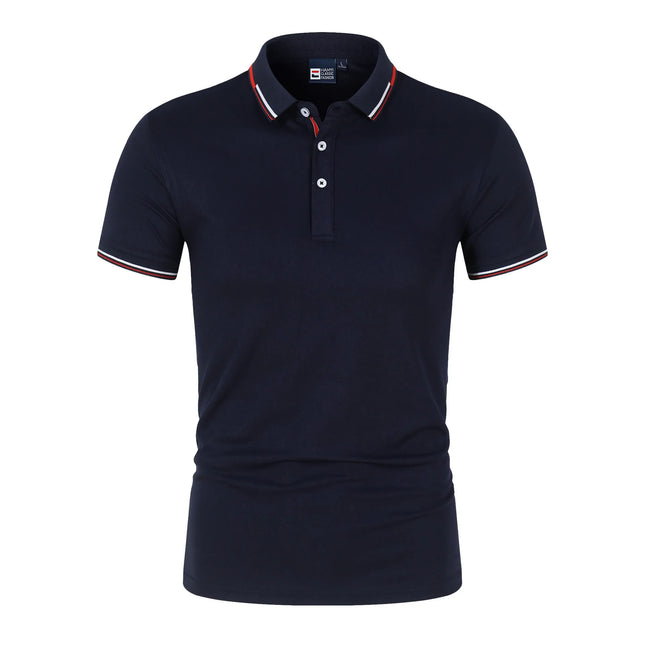 Summer Polo T Shirt Men's Solid Color Polo Shirt Short Sleeved T-shirt European and American Loose Stand Up Collar Casual Top