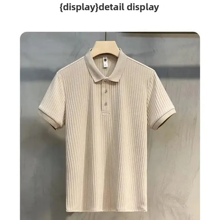Fashionable Casual Knitted Striped Men's Polo Shirt Breathable Lightweight Summer Suitable for All Ages And Occasions