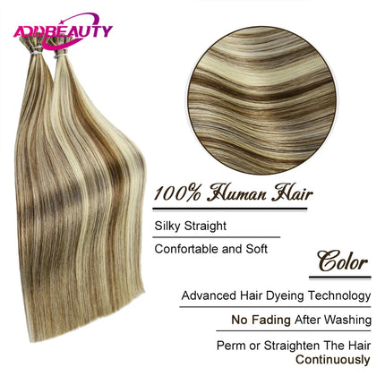 Straight Flat Tip Human Hair Extension 50 Strands Keratin Capsule Brazilian Human Remy Hair Extension Natural Human Fusion Hair