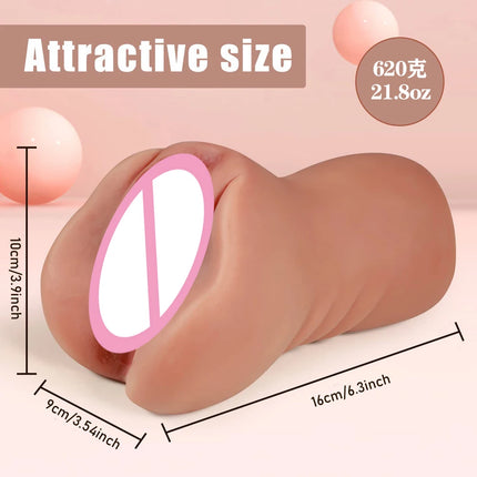 2 in 1 Pocket Pussy Male Masturbator with Sex Doll with 3D Realistic Textured Real Vaginal Tight Anal Valentine's Day ﻿