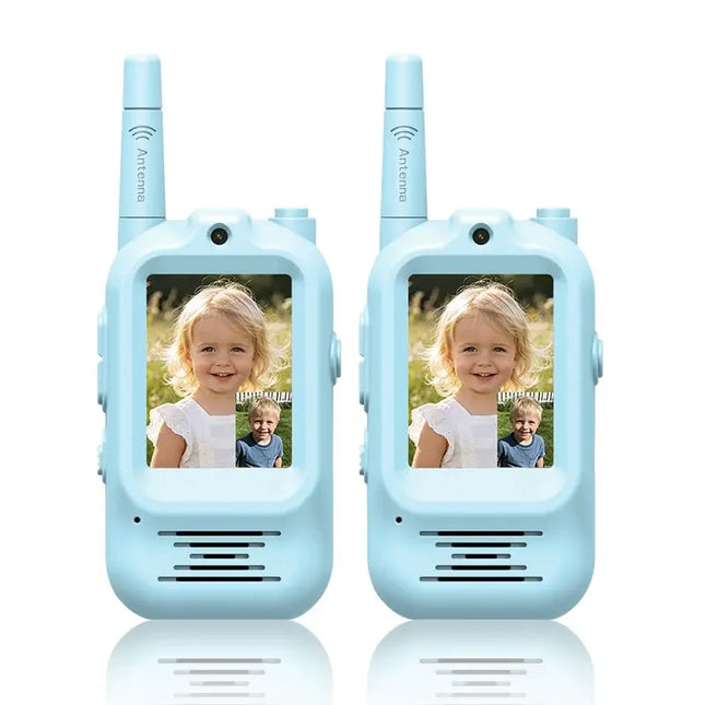 2pcs Kids Video Walkie Talkie Rechargeable Indoor Outdoor Toys 2 Screen One-Click Call Essential Camping&Hiking Adventures gift